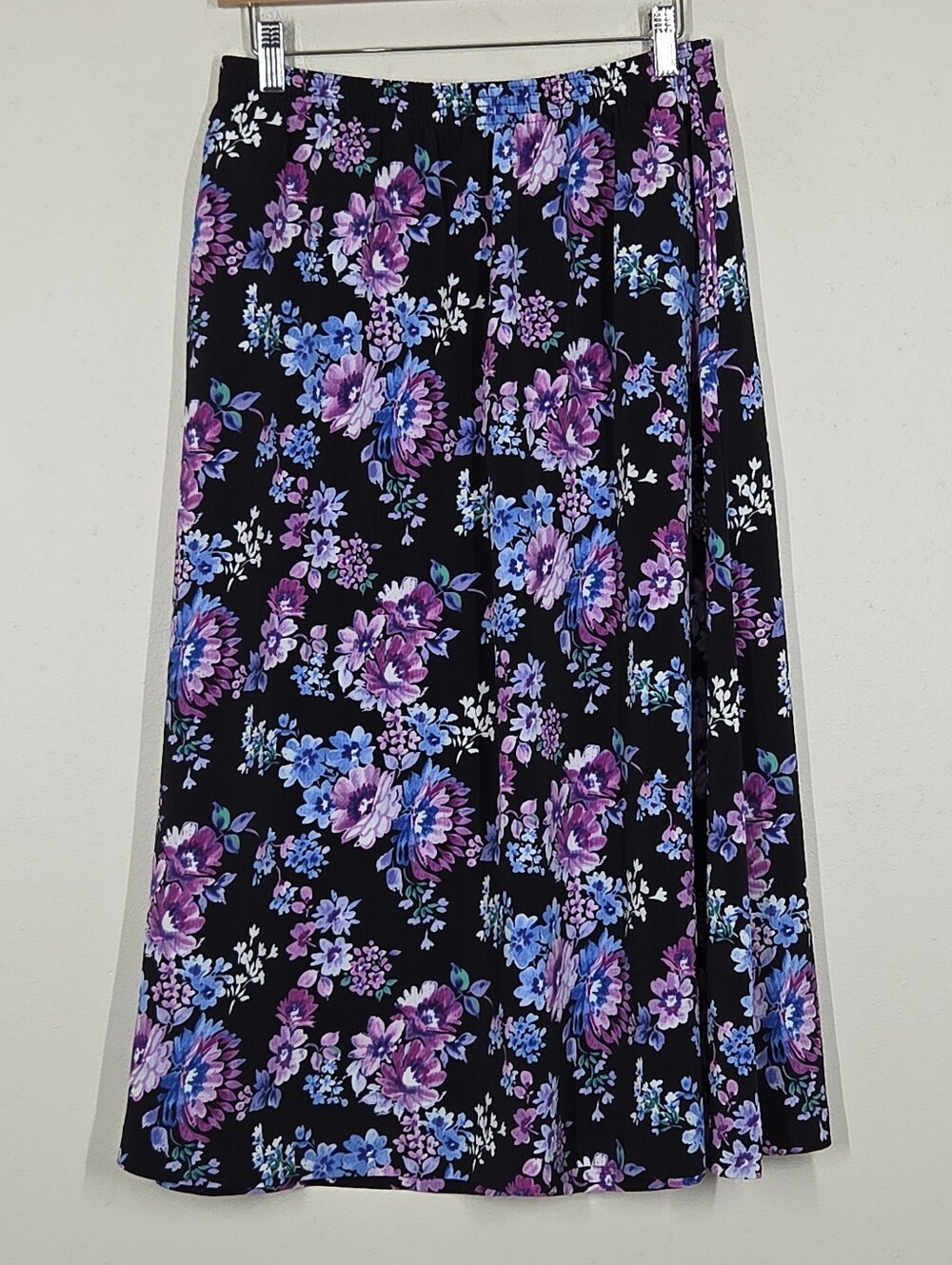 Vtg 90s Y2K Purple Blue Floral Midi Skirt M Fairy Grunge Cottagecore Whimsigoth